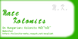 mate kolonits business card